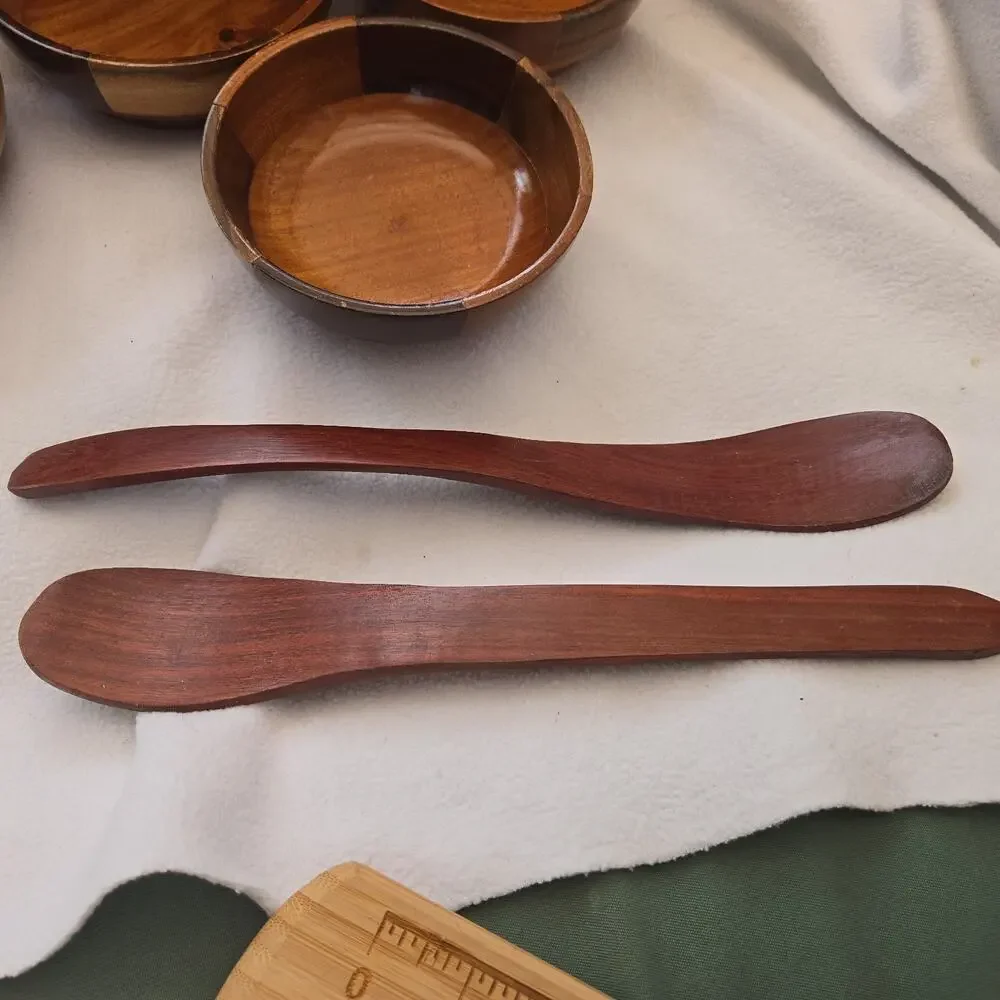 Teak Wood Bowls Set Wood 8 Piece Serving Set + Salad Bowl & Serving Utensils